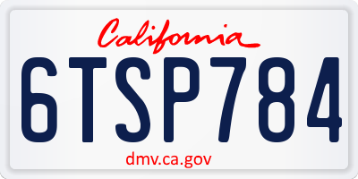 CA license plate 6TSP784