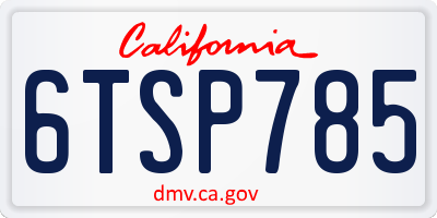 CA license plate 6TSP785
