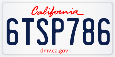 CA license plate 6TSP786