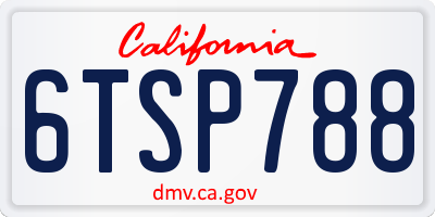 CA license plate 6TSP788