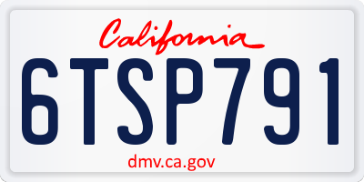 CA license plate 6TSP791