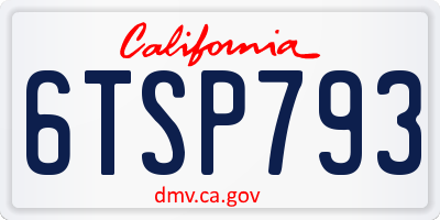 CA license plate 6TSP793