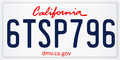 CA license plate 6TSP796