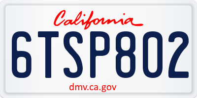 CA license plate 6TSP802