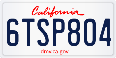 CA license plate 6TSP804