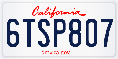 CA license plate 6TSP807