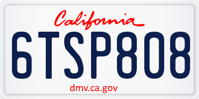 CA license plate 6TSP808