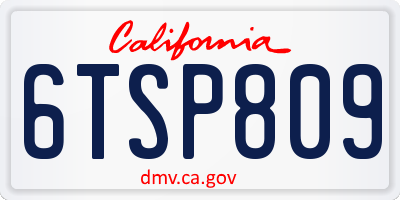 CA license plate 6TSP809