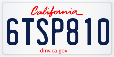 CA license plate 6TSP810
