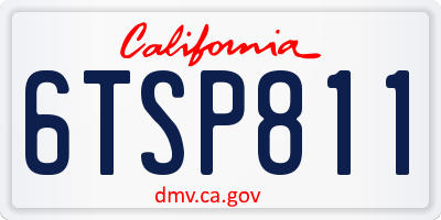 CA license plate 6TSP811