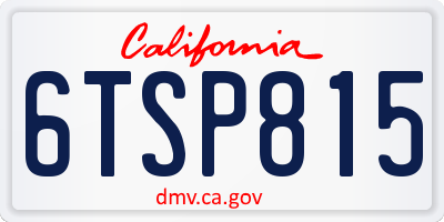 CA license plate 6TSP815