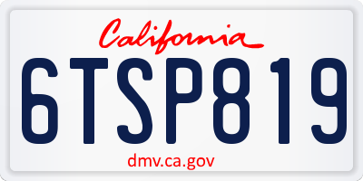CA license plate 6TSP819