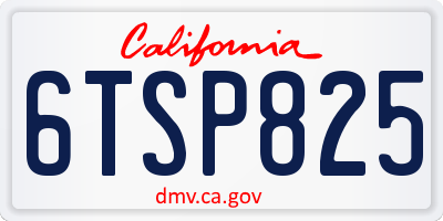 CA license plate 6TSP825