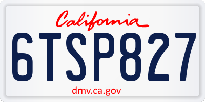 CA license plate 6TSP827