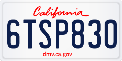 CA license plate 6TSP830
