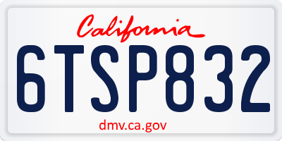 CA license plate 6TSP832