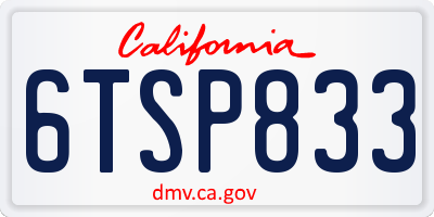 CA license plate 6TSP833