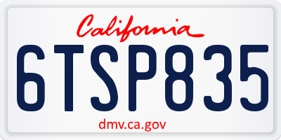 CA license plate 6TSP835