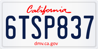 CA license plate 6TSP837