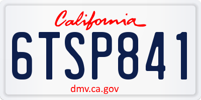 CA license plate 6TSP841