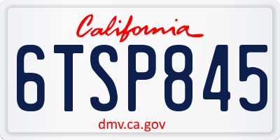 CA license plate 6TSP845