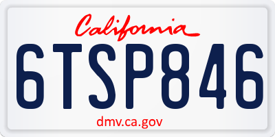 CA license plate 6TSP846