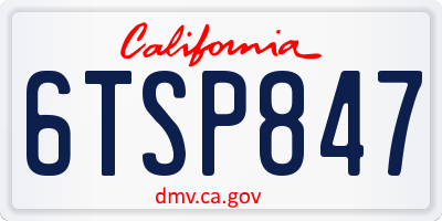 CA license plate 6TSP847