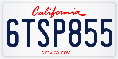 CA license plate 6TSP855