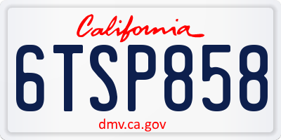 CA license plate 6TSP858