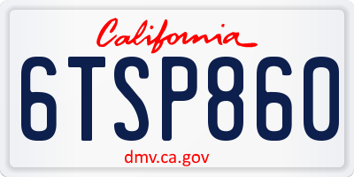 CA license plate 6TSP860