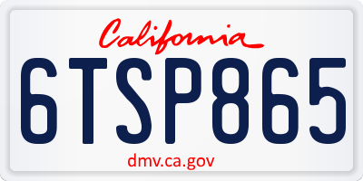 CA license plate 6TSP865