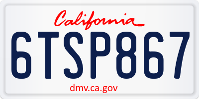 CA license plate 6TSP867