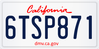 CA license plate 6TSP871