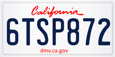 CA license plate 6TSP872