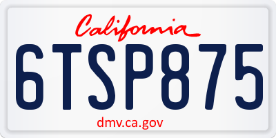 CA license plate 6TSP875