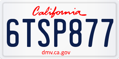 CA license plate 6TSP877