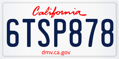 CA license plate 6TSP878