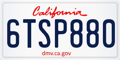 CA license plate 6TSP880