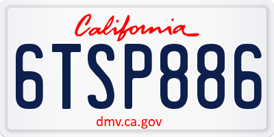 CA license plate 6TSP886