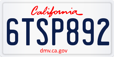 CA license plate 6TSP892