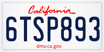 CA license plate 6TSP893