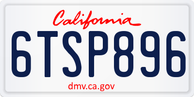 CA license plate 6TSP896