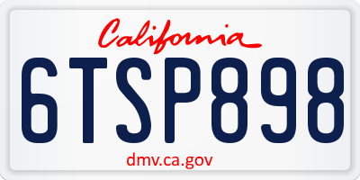 CA license plate 6TSP898