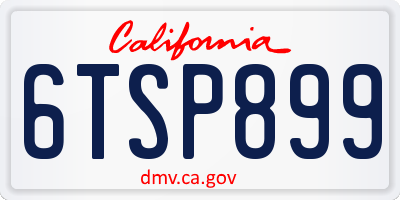 CA license plate 6TSP899