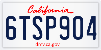 CA license plate 6TSP904