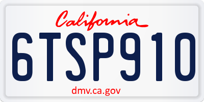 CA license plate 6TSP910
