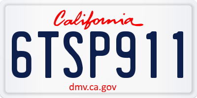 CA license plate 6TSP911