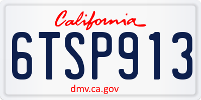 CA license plate 6TSP913
