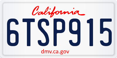 CA license plate 6TSP915