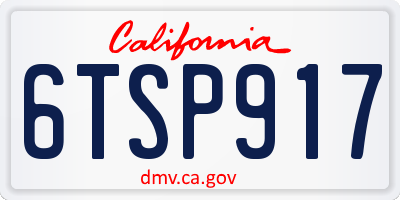 CA license plate 6TSP917